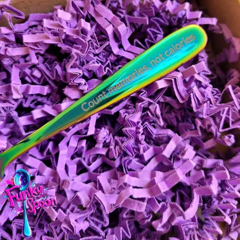 Funky Spoon grawerowana łyżka z afirmacją, Tęcza 14cm, Count Memories, not Calories by Funky Flavors (funky-spoon-grawerowana-lyzka-z-afirmacja-count-memories-not-calories)