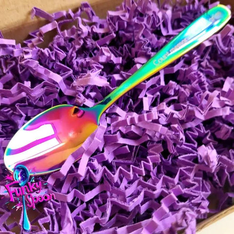 Funky Spoon grawerowana łyżka z afirmacją, Tęcza 14cm, Count Memories, not Calories by Funky Flavors (funky-spoon-grawerowana-lyzka-z-afirmacja-count-memories-not-calories)