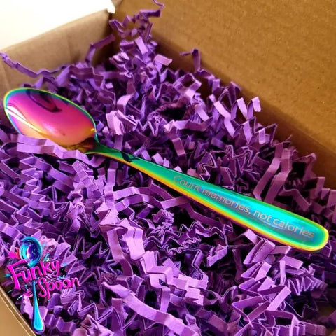 Funky Spoon grawerowana łyżka z afirmacją, Tęcza 14cm, Count Memories, not Calories by Funky Flavors (funky-spoon-grawerowana-lyzka-z-afirmacja-count-memories-not-calories)