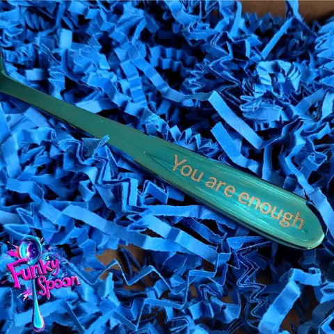 Funky Spoon grawerowana łyżka z afirmacją, Kobalt 14cm, You are Enough, by Funky Flavors (funky-spoon-grawerowana-lyzka-z-afirmacja-kobalt-14cm-you-are-enough)