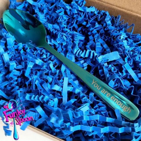 Funky Spoon grawerowana łyżka z afirmacją, Kobalt 14cm, You are Enough, by Funky Flavors (funky-spoon-grawerowana-lyzka-z-afirmacja-kobalt-14cm-you-are-enough)