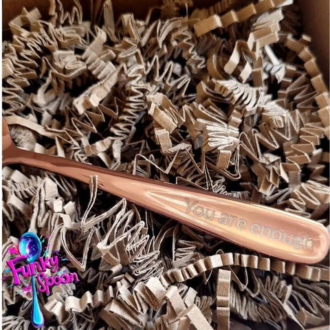 Funky Spoon grawerowana łyżka z afirmacją, Rose Gold 14cm, You are Enough by Funky Flavors (funky-spoon-grawerowana-lyzka-z-afirmacja-rose-gold-14cm-you-are-enough)