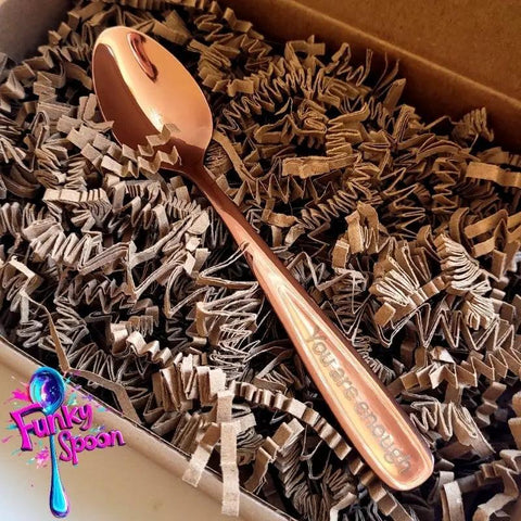 Funky Spoon grawerowana łyżka z afirmacją, Rose Gold 14cm, You are Enough by Funky Flavors (funky-spoon-grawerowana-lyzka-z-afirmacja-rose-gold-14cm-you-are-enough)