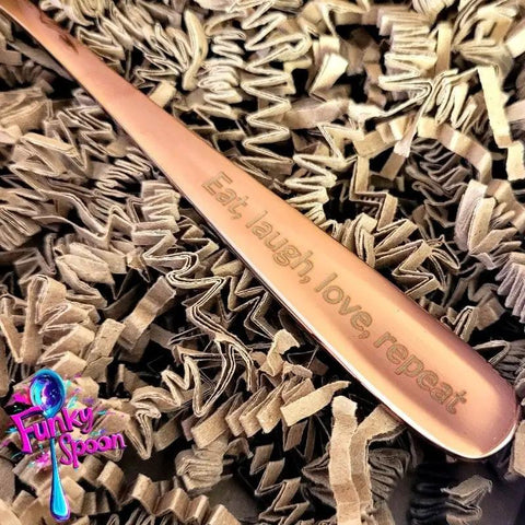 Funky Spoon grawerowana łyżka z afirmacją, Rose Gold 17cm, Eat, Love, Laugh, Repeat by Funky Flavors (funky-spoon-grawerowana-lyzka-z-afirmacja-rose-gold-17cm-eat-love-laugh-repeat)