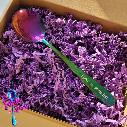 Funky Spoon grawerowana łyżka z afirmacją, Tęcza 17cm, Spoon up Some Fun by Funky Flavors (funky-spoon-grawerowana-lyzka-z-afirmacja-tecza-17cm-spoon-up-some-fun)