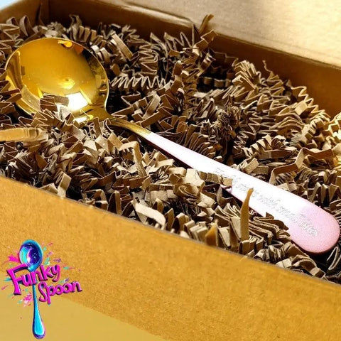 Funky Spoon grawerowana łyżka z afirmacją, Złoto & Róż, 17cm, Health starts with small Bites by Funky Flavors (funky-spoon-grawerowana-lyzka-z-afirmacja-zloto-roz-17cm-health-starts-with-small-bites)