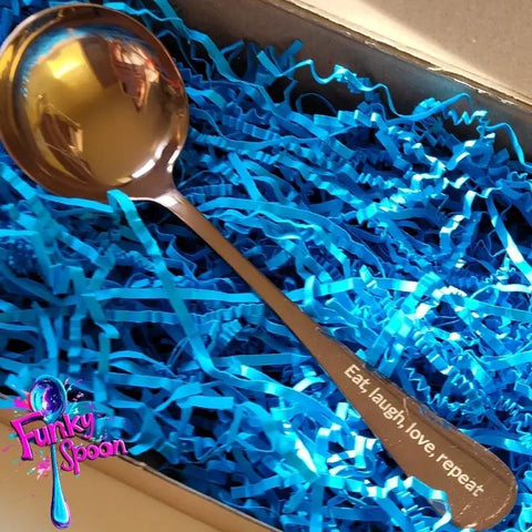 Funky Spoon grawerowana łyżka z afirmacją, Rose Gold 19cm, Eat, Love, Laugh, Repeat by Funky Flavors (funky-spoon-grawerowana-lyzka-z-afirmacja-rose-gold-19cm-eat-love-laugh-repeat)