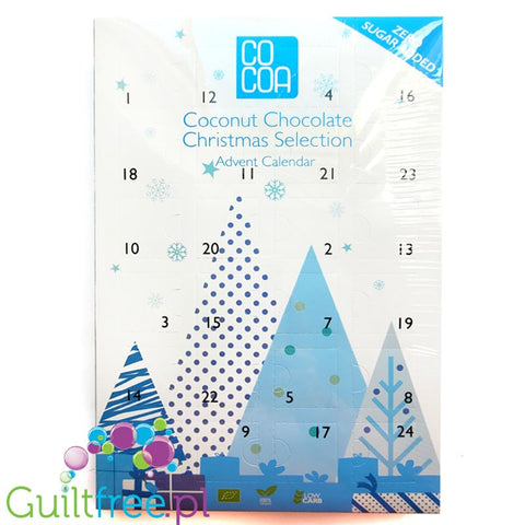 RAW COCOA Coconut Chocolate Christmas Advent Calendar - wegański kalendarz adwentowy z erytrolem bez mleka i cukru