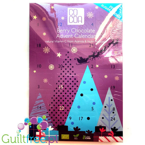 RAW COCOA Berry Chocolate Advent Calendar - wegański kalendarz adwentowy z jagodowej czekolady bez cukru