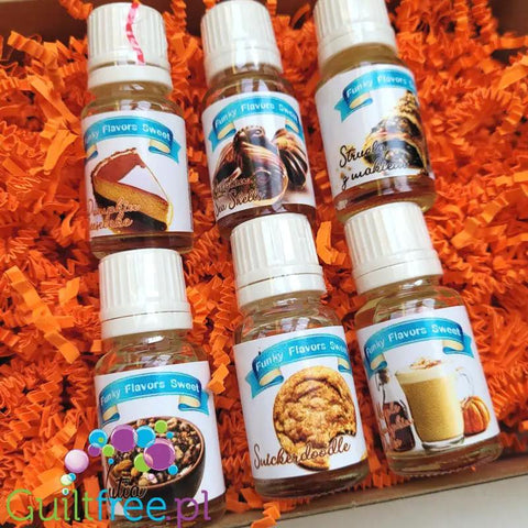 Funky Flavors Sweet 6 x 10ml, Set Testerski Dynia z Makiem by Funky Flavors (funky-flavors-sweet-6-x-10ml-set-testerski-dynia-z-makiem)