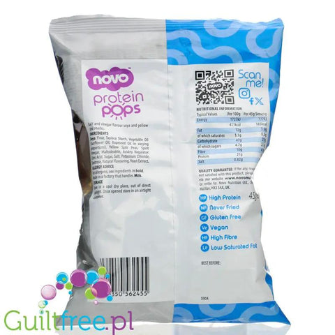 Novo Foods Protein Chips Salt & Vinegar - Chipsy Proteinowe 65% mniej tłuszczu, smak Sól & Winegret by Novo Easy Protein (Protein Bites) (novo-foods-protein-chips-salt-vinegar-chipsy-proteinowe-65-mniej-tluszczu-smak-sol-winegret)