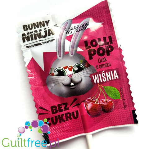 Bunny Ninja Lolli Pop, Wiśnia 14kcal - bezcukrowy lizak o smaku wiśniowym z ksylitolem by Bunny Ninja (bunny-ninja-lolli-pop-wisnia-14kcal-bezcukrowy-lizak-o-smaku-wisniowym-z-ksylitolem)