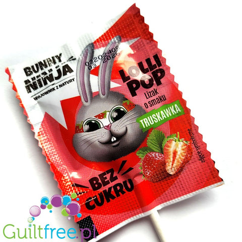 Bunny Ninja Lolli Pop, Truskawka 14kcal - bezcukrowy lizak o smaku truskawkowym z ksylitolem by Bunny Ninja (bunny-ninja-lolli-pop-truskawka-14kcal-bezcukrowy-lizak-o-smaku-truskawkowym-z-ksylitolem)