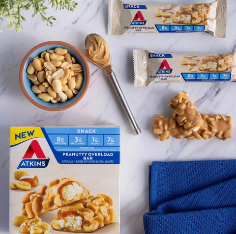 Atkins Snack Peanutty Overload Bar PUDEŁKO x 5 batonów - niskocukrowy baton 8g białka & 7g błonnika by Atkins (atkins-snack-peanutty-overload-bar-pudelko-x-5-batonow-niskocukrowy-baton-8g-bialka-7g-blonnika)