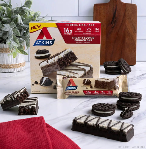 Atkins Meal Creamy Cookie Crunch PUDEŁKO x 5 batonów - baton białkowy bez maltitolu 16g białka & 200kcal by Atkins (atkins-meal-creamy-cookie-crunch-pudelko-x-5-batonow-baton-bialkowy-bez-maltitolu-16g-bialka-200kcal)
