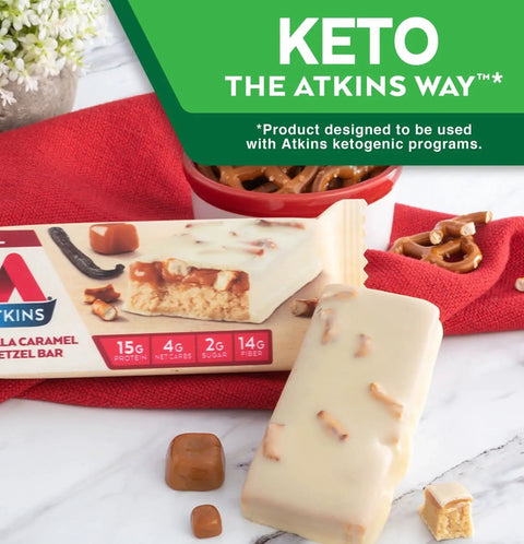 Atkins Meal Vanilla Caramel Pretzel - baton białkowy z karmelem i słonymi precelkami 17g białka & 200kcal by Atkins (atkins-meal-vanilla-caramel-pretzel-baton-bialkowy-z-karmelem-i-slonymi-precelkami-17g-bialka-200kcal)