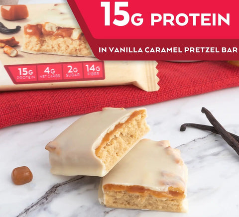 Atkins Meal Vanilla Caramel Pretzel - baton białkowy z karmelem i słonymi precelkami 17g białka & 200kcal by Atkins (atkins-meal-vanilla-caramel-pretzel-baton-bialkowy-z-karmelem-i-slonymi-precelkami-17g-bialka-200kcal)