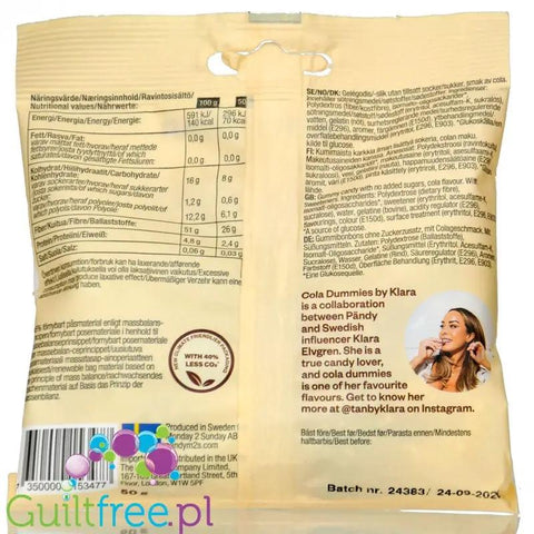 Pandy Candy Cola Dummies - błonnikowe żelki bez cukru 45% mniej kalorii, Cola w lukrowej posypce by Pandy Protein (pandy-candy-cola-dummies-blonnikowe-zelki-bez-cukru-45-mniej-kalorii-cola-w-lukrowej-posypce)