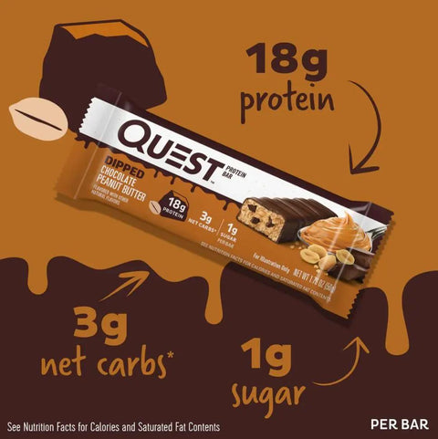 Quest Bar Dipped Chocolate Peanut Butter - baton orzechowy w polewie, 17g białka & 170kcal by Quest Nutrition (quest-bar-dipped-chocolate-peanut-butter-baton-orzechowy-w-polewie-17g-bialka-180kcal)