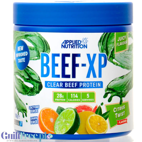 Applied Clear Beef XP Clear Beef Protein Citrus Twist - białko wołowe, odżywka proteinowa bez mleka 92% białka by Applied Nutrition (applied-clear-beef-xp-clear-beef-protein-citrus-twist-bialko-wolowe-odzywka-proteinowa-bez-mleka-92-bialka)