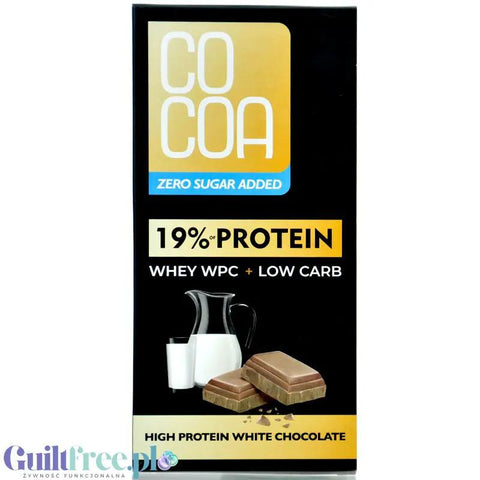 Raw Cocoa 19% Protein White Chocolate - proteinowa biała czekolada bez cukru słodzona erytrytolem by COCOA RAW (raw-cocoa-19-protein-white-chocolate-proteinowa-biala-czekolada-bez-cukru-slodzona-erytrytolem)
