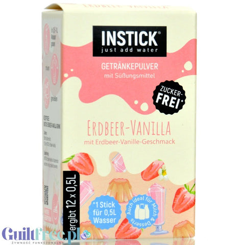 InStick Strawberry Vanilla - rozpuszczalna saszetka smakowa do deserów i napojów bez cukru, 12 saszetek, Truskawka z Wanilia by INSTICK (instick-strawberry-vanilla-rozpuszczalna-saszetka-smakowa-do-deserow-i-napojow-bez-cukru-12-saszetek-truskawka-z-wanilia)