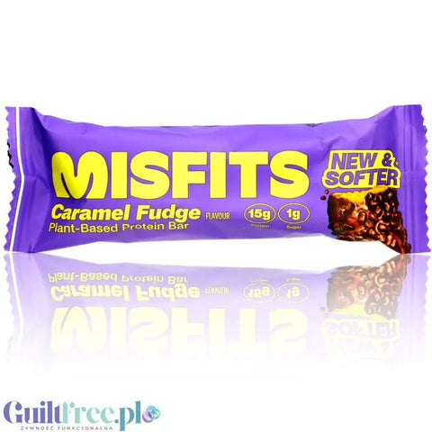 MisFits Protein Bar Caramel Fudge - wegański baton proteinowy bez cukru, Karmel, Krówka & 'Mleczna' Czekolada by Misfits (misfits-protein-bar-caramel-fudge-weganski-baton-proteinowy-bez-cukru)