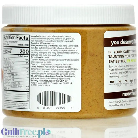 Nuts 'N More Almond Butter - masło migdałowe z białkiem WPC i ksylitolem by Nuts'n more (nuts-n-more-almond-butter-maslo-migdalowe-z-bialkiem-wpc-i-ksylitolem)