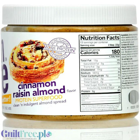 Nuts 'n More Cinnamon Raisin Almond Butter - masło migdałowe z WPI i ksylitolem, z cynamonem i rodzynkami by Nuts'n more (nuts-n-more-cinnamon-raisin-almond-butter-maslo-migdalowe)
