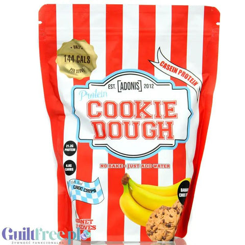 Adonis Cookie Dough Casein Protein, Banana Choc Chip - proteinowa masa ciasteczkowa, 21g białka & 144kcal by Adonis Gear (adonis-cookie-dough-casein-protein-banana-choc-chip-proteinowa-masa-ciasteczkowa-21g-bialka-144kcal)
