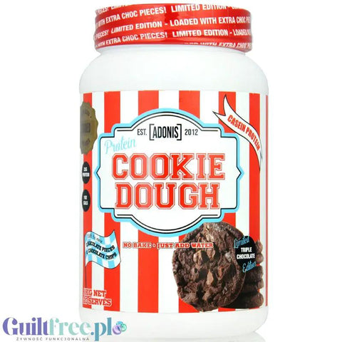 Adonis Cookie Dough Casein Protein, Triple Chocolate 1kg - proteinowa masa ciasteczkowa z czekoladą by Adonis Gear (adonis-cookie-dough-casein-protein-triple-chocolate-1kg-proteinowa-masa-ciasteczkowa-z-czekolada)