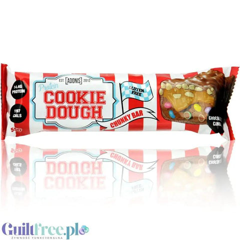 Adonis Cookie Dough Chunky Bar, Chocolate Candy - proteinowy baton z kazeiną, 14,4g białka & 197kcal by Adonis Gear (adonis-cookie-dough-chunky-bar-chocolate-candy-proteinowy-baton-z-kazeina-144g-bialka-197kcal)