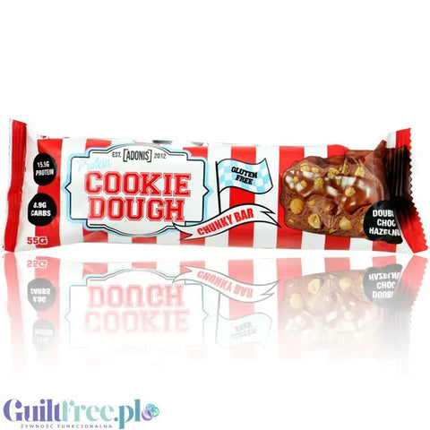 Adonis Cookie Dough Chunky Bar, Double Choc Hazelnut - proteinowy baton, 15,5g białka & 204kcal by Adonis Gear (adonis-cookie-dough-chunky-bar-double-choc-hazelnut-proteinowy-baton-155g-bialka-204kcal)