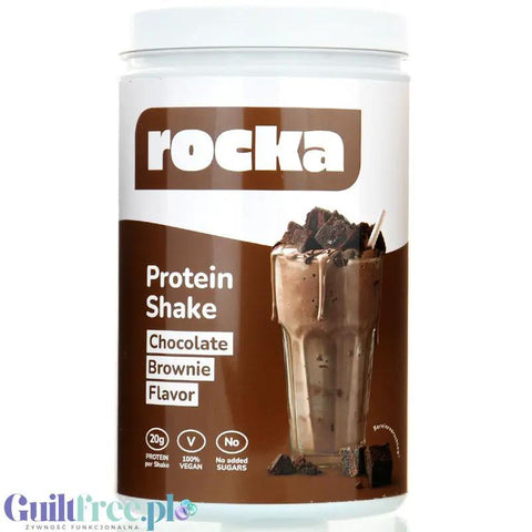 Rocka Nutrition Protein Shake Chocolate Brownie 0,9kg - wegańska odżywka białkowa 4 źródła białka, bez glutenu by Rocka Nutrition (rocka-nutrition-protein-shake-chocolate-brownie-09kg-weganska-odzywka-bialkowa-4-zrodla-bialka-bez-glutenu)