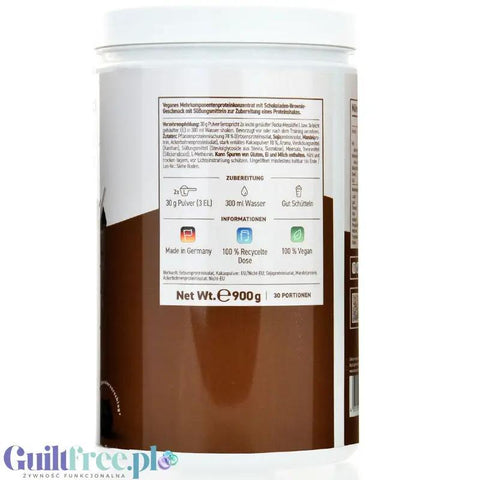 Rocka Nutrition Protein Shake Chocolate Brownie 0,9kg - wegańska odżywka białkowa 4 źródła białka, bez glutenu by Rocka Nutrition (rocka-nutrition-protein-shake-chocolate-brownie-09kg-weganska-odzywka-bialkowa-4-zrodla-bialka-bez-glutenu)