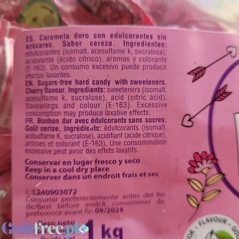 Pictolin Cerdan Caramelos Cherry Candies - walentynkowe wiśniowe cukierki bez cukru na wagę - Candy