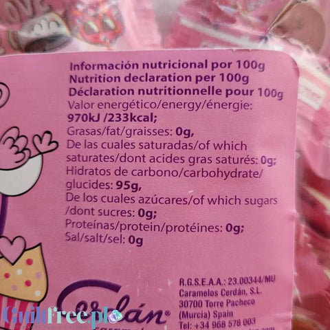 Pictolin Cerdan Caramelos Cherry Candies - walentynkowe wiśniowe cukierki bez cukru na wagę - Candy