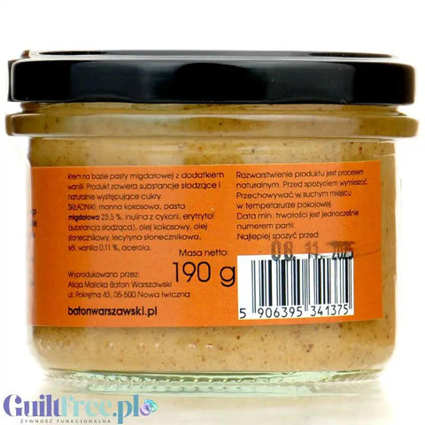 Warszawski KETO Krem migdałowy z wanilią bez dodatku cukru i maltitolu by Baton Warszawski (warszawski-keto-krem-migdalowy-z-wanilia-bez-dodatku-cukru-i-maltitolu)