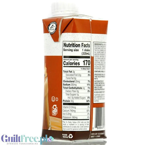 Quest Protein Shake Coffee RTD - kawowy szejk proteinowy 30g białka w 170kcal, bez cukru by Quest Nutrition (quest-protein-shake-coffee-rtd-kawowy-szejk-proteinowy-30g-bialka-w-170kcal-bez-cukru)
