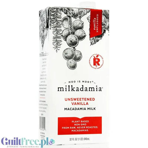 Macadamia Nut Farm Milkadamia Unsweetened Vanilla Macadamia Milk - witaminizowane waniliowe mleko roślinne z makadamia, bez cukru i karagenu -