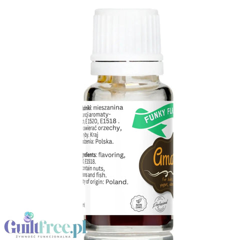 Funky Flavors Basic Amaretto 10ml: kropelki aromatyczne do kawy bez cukru, słodzików i kalorii by Funky Flavors (funky-flavors-amaretto-aromat-bez-cukru-i-bez-tluszczu)