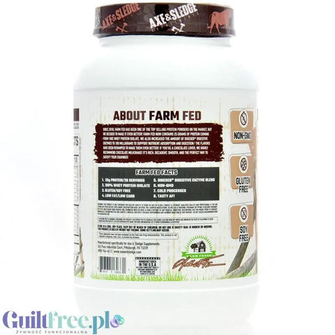 Axe & Sledge Farm Fed, Chocolate Milkshake - unikatowa odżywka białkowa dla wymagających 100% WPI, 25g białka by Axe & Sledge (axe-sledge-farm-fed-chocolate-milkshake-unikatowa-odzywka-bialkowa-dla-wymagajacych-100-wpi-25g-bialka)
