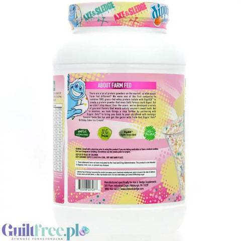 Axe & Sledge Farm Fed, Dippin' Dots Birthday Cake Ice Cream - bajecznie pyszna odżywka białkowa 100% WPI, 22g białka by Axe & Sledge (axe-sledge-farm-fed-dippin-dots-birthday-cake-ice-cream-bajecznie-pyszna-odzywka-bialkowa-100-wpi-22g-bialka)