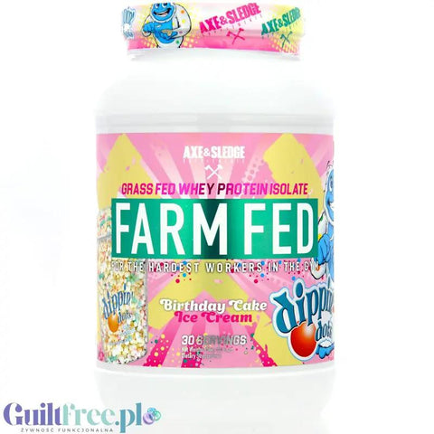 Axe & Sledge Farm Fed, Dippin' Dots Birthday Cake Ice Cream - bajecznie pyszna odżywka białkowa 100% WPI, 22g białka by Axe & Sledge (axe-sledge-farm-fed-dippin-dots-birthday-cake-ice-cream-bajecznie-pyszna-odzywka-bialkowa-100-wpi-22g-bialka)