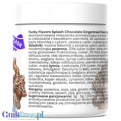 Funky Flavors Splash Chocolate Gingerbread 6kcal 50g - błonnikowy aromat słodzący w proszku, Pierniczki Czekoladowe