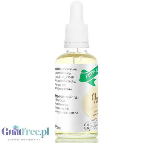 Funky Flavors Basic Vanilla 30ml - waniliowe kropelki aromatyczne do napojów bez cukru, kalorii i słodzików by Funky Flavors (funky-flavors-vanilla-30ml-wanilia-aromat-bez-cukru-bez-tluszczu)