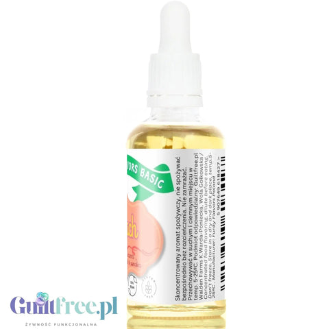 Funky Flavors Basic Peach 30ml - brzoskwiniowe kropelki do napojów i posiłków bez cukru, słodzików i kalorii by Funky Flavors (funky-flavors-peach-brzoskwinia-aromat)