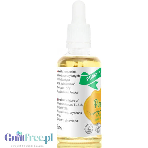 Funky Flavors Basic Pineapple 30ml - kropelki ananasowe do napojów i potraw bez cukru, słodzików i kalorii by Funky Flavors (funky-flavors-pineapple-30ml-ananas-aromat-bez-cukru-bez-tluszczu)