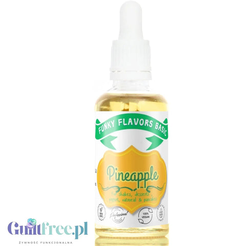 Funky Flavors Basic Pineapple 30ml - kropelki ananasowe do napojów i potraw bez cukru, słodzików i kalorii by Funky Flavors (funky-flavors-pineapple-30ml-ananas-aromat-bez-cukru-bez-tluszczu)