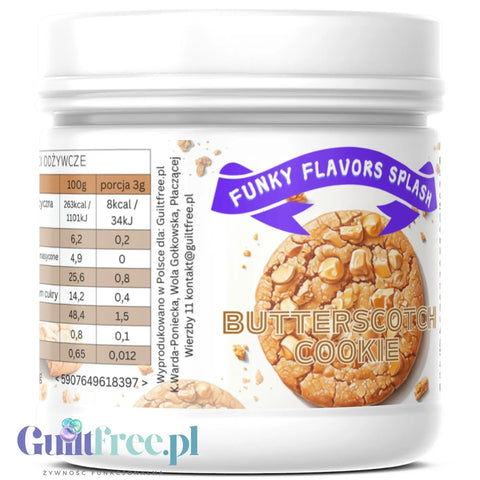 Funky Flavors Splash Butterscotch Cookie 150g - aromat słodzący w proszku bez cukru, smak Maślanego Herbatnika by Funky Flavors (funky-flavors-splash-butterscotch-cookie-150g-aromat-slodzacy-w-proszku-bez-cukru-smak-maslanego-herbatnika)